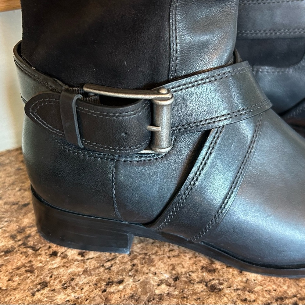 Cole Haan Whitley NikeAir Black Leather Pull-on Knee High Riding Boots Size 7 - Picture 3 of 16
